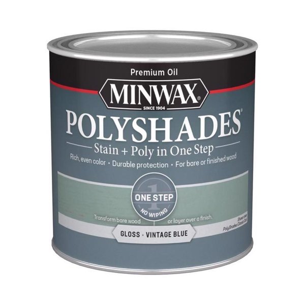 Minwax PolyShades Semi-Transparent Gloss Vintage Blue Oil-Based Polyurethane Stain and Polyurethane 214944444